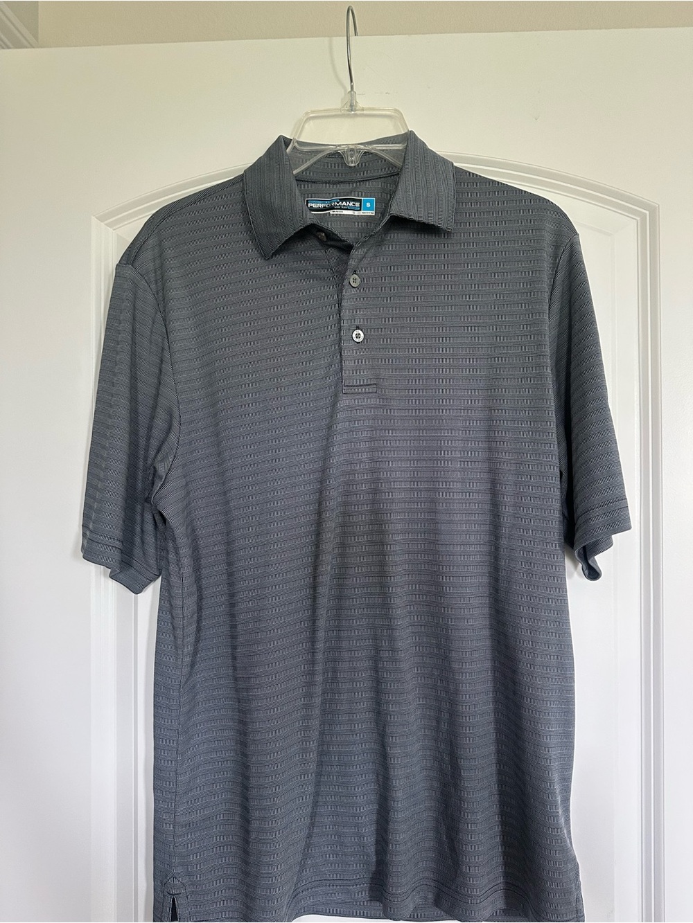 Roundtree & Yorke Performance Charcoal Stripe Polo